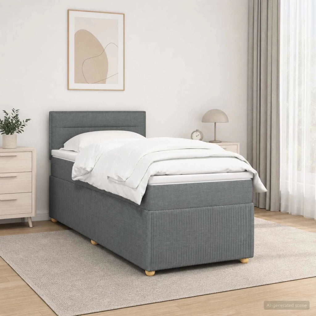 Letto con Box Spring, Materasso e LED Grigio Scuro 90 x 190 cm 3453222