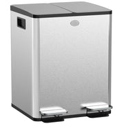 Pattumiera doppia 2x20L ¨C Xylo ¨C apertura a pedale, acciaio inox e plastica, argento
