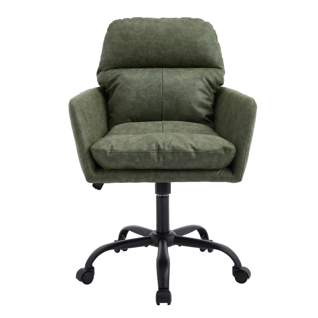 Sedia da ufficio regolabile in altezza - Zephmum - Base nera in PU, verde