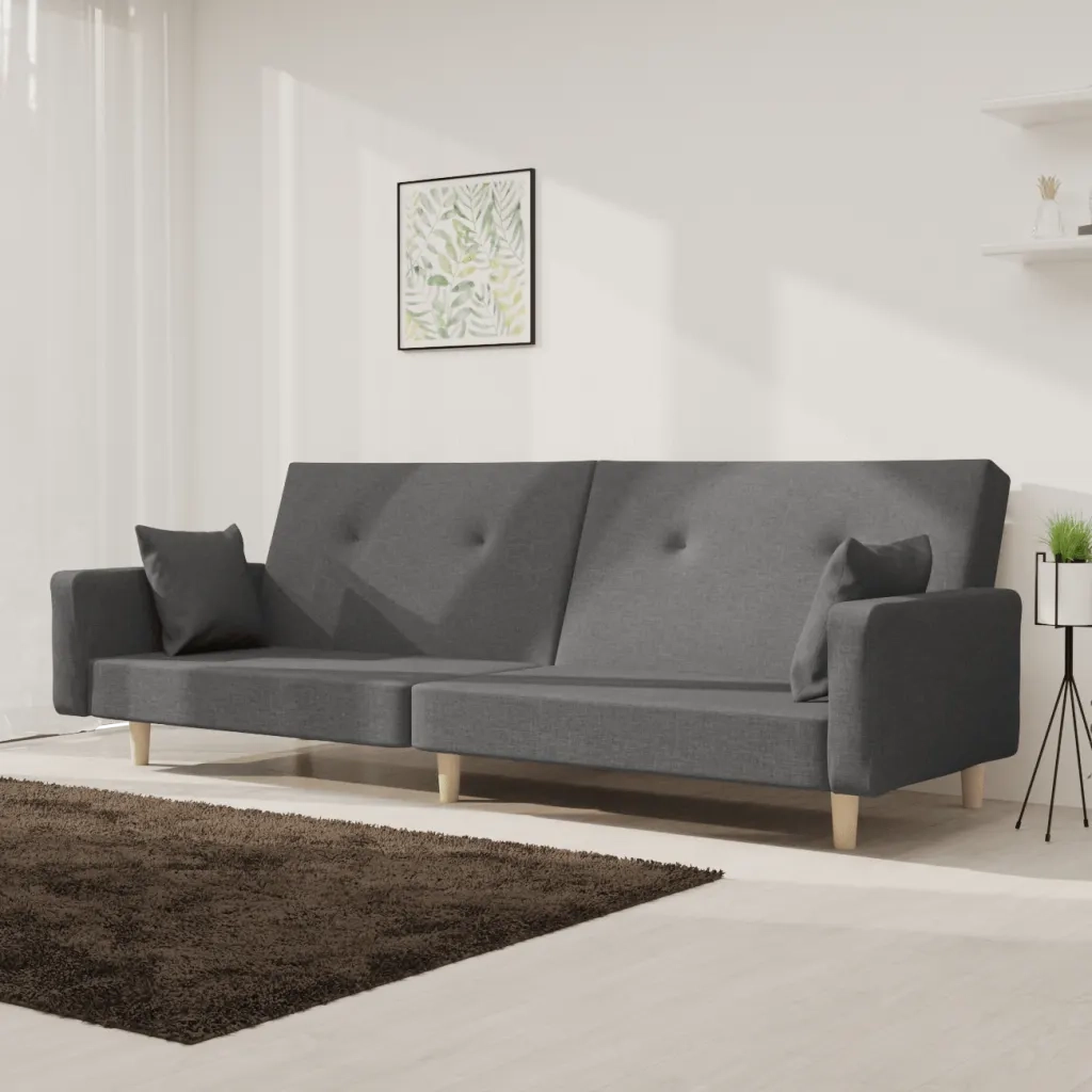 Divano Letto a 2 Posti con 2 Cuscini-Sofa Letto 2 Posti-Daybed Grigio Chiaro in Tessuto 706866