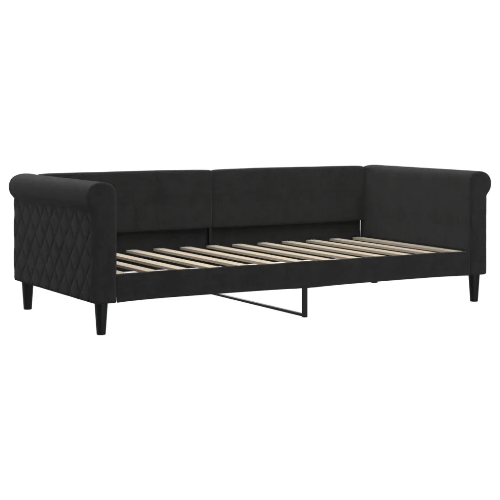 Divano Letto Estraibile con Materassi Nero 90x200 cm Velluto 3197799