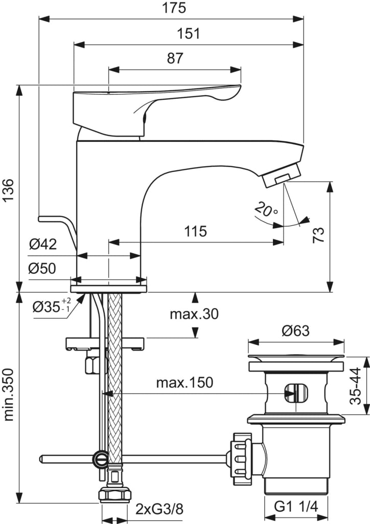 Monocomando Lavabo Alpha Cromo Ideal Standard