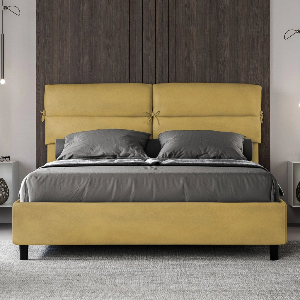 Letto Matrimoniale 160x210 cm con Rete Nandy Ocra