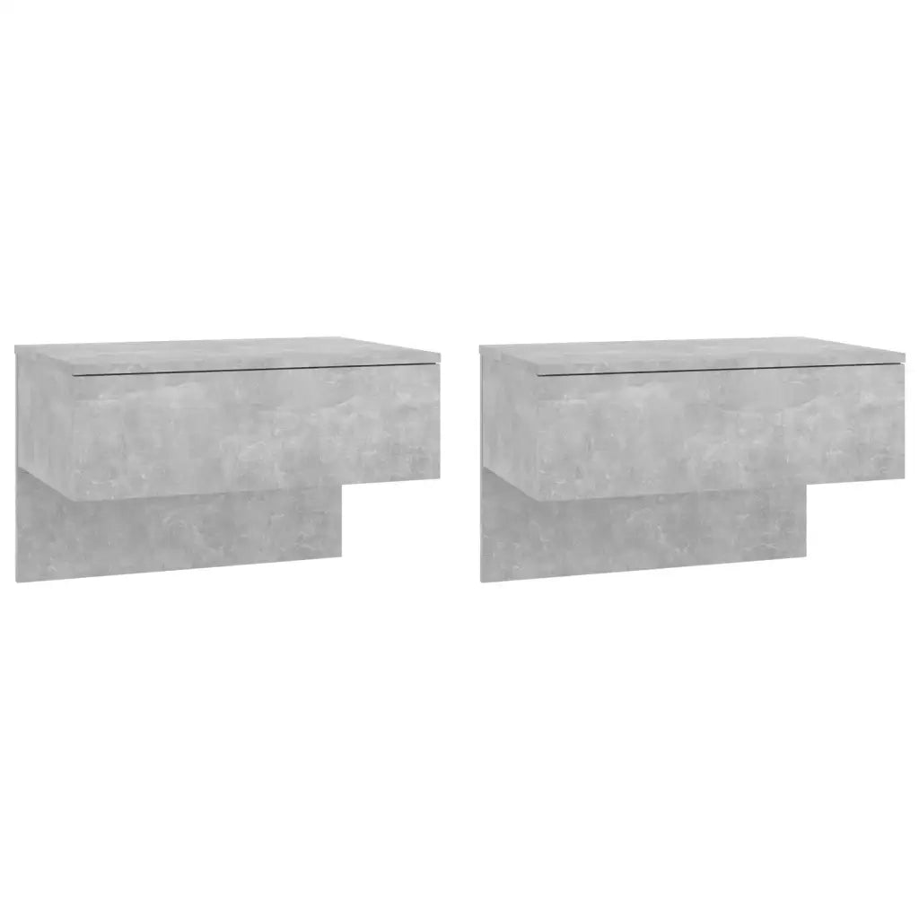 Set di 2 Comodini | Armadio da Notte | Mobiletto da notte a Muro Grigio Cemento