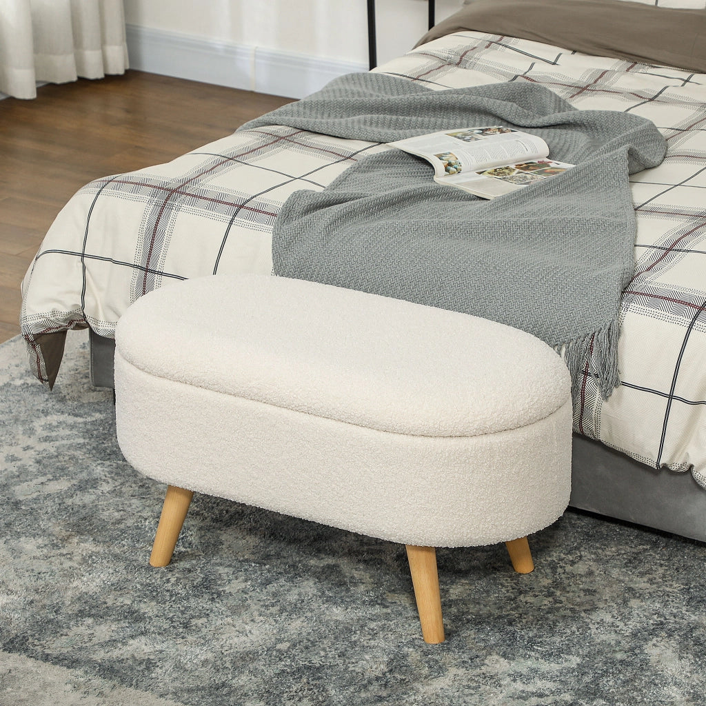 Divano con cassetti ¨C Minimal ¨C Tessuto bianco 90x40x45
