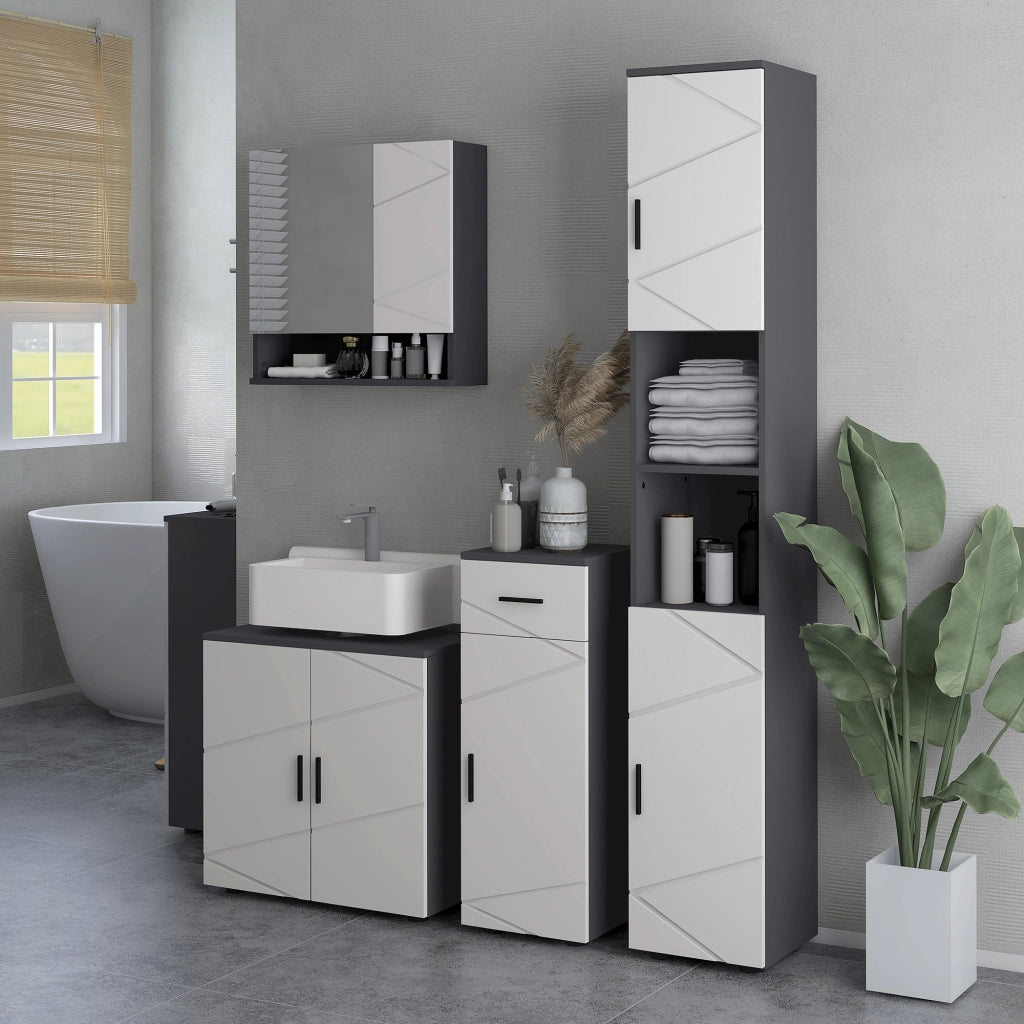 Mobiletto Bagno Sottolavabo ¨C Minimal ¨C Legno Grigio 60x30x