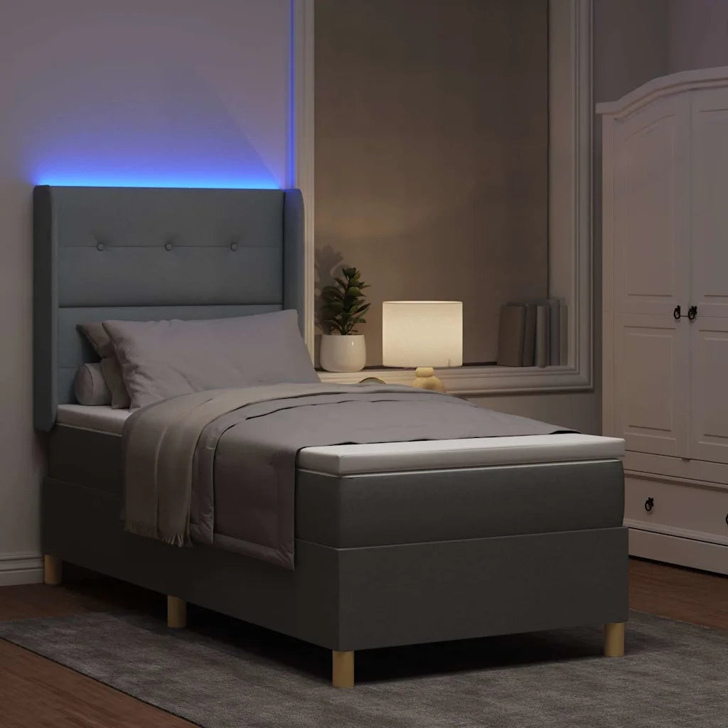 Letto a molle con materasso Grigio chiaro 140 x 190 cm Tessuto