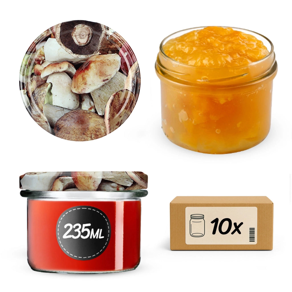 KADAX Barattoli Tartu 235ml 10pz 82mm + coperchi "Funghi"
