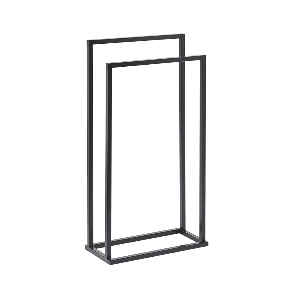 Portasciugamani in acciaio Nero opaco 2 binari Accessori per il bagno Portasciugamani da terra Design moderno