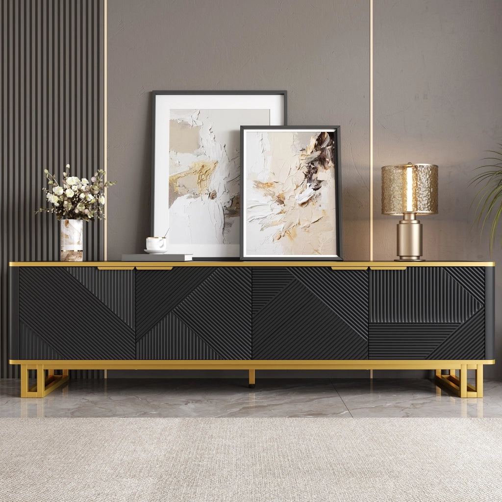 Cassettiera per TV nera in MDF lunghezza 160 cm