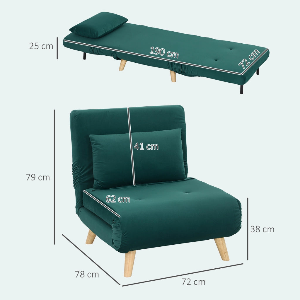 Poltrona Letto Pieghevole Regolabile ¨C Minimal ¨C Velluto Verde Scuro