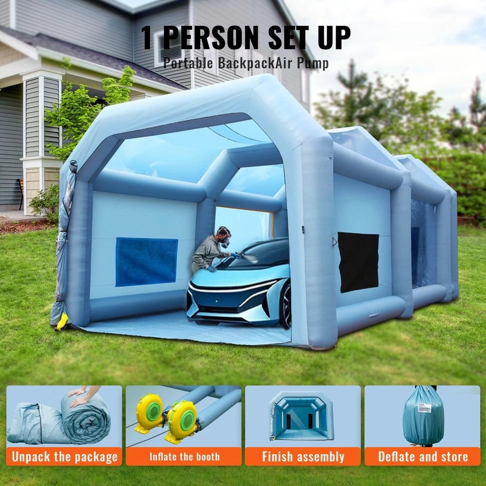 Tenda Verniciatura Spray Gonfiabile Auto Moto SUV 2 Ventilatori 1100W 950W Filtro 3 Strati 10x4x6m