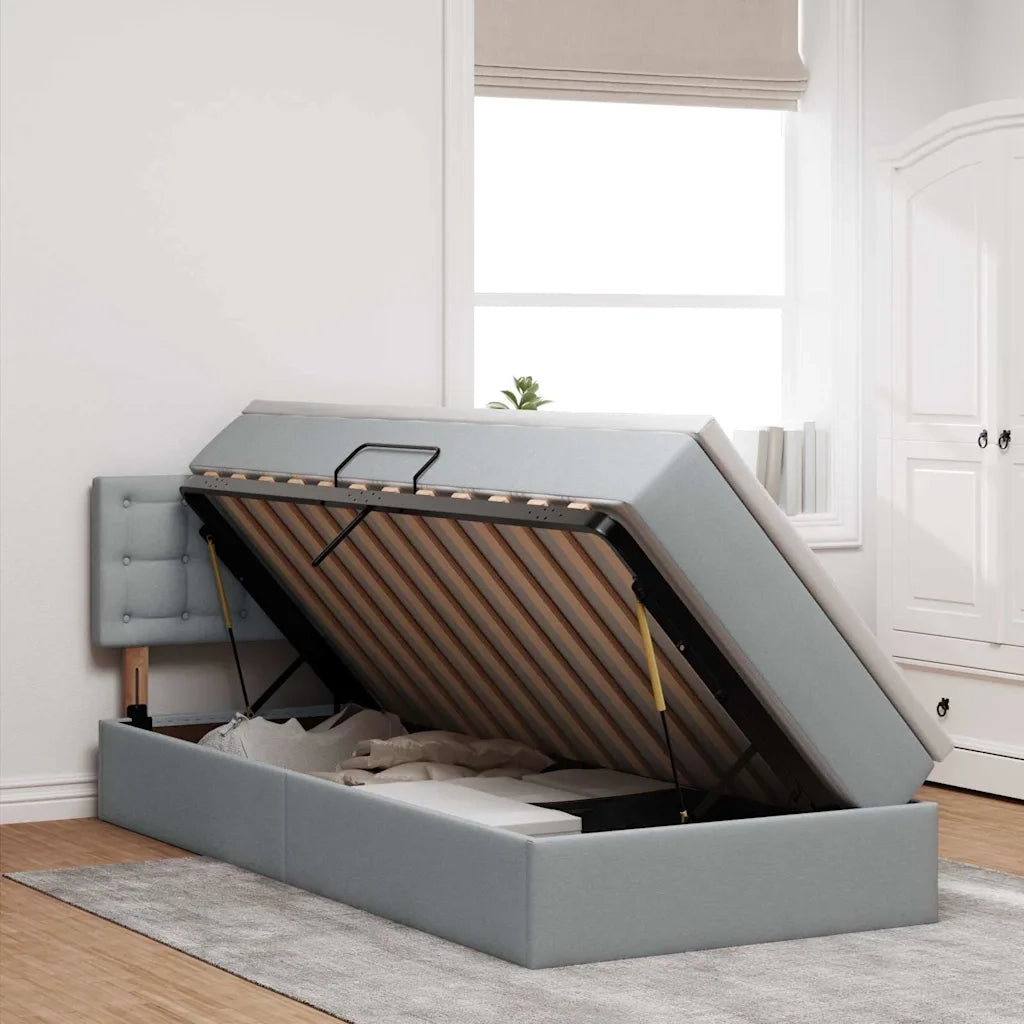 Letto con contenitore e materasso Grigio chiaro 100 x 200 cm 3370614