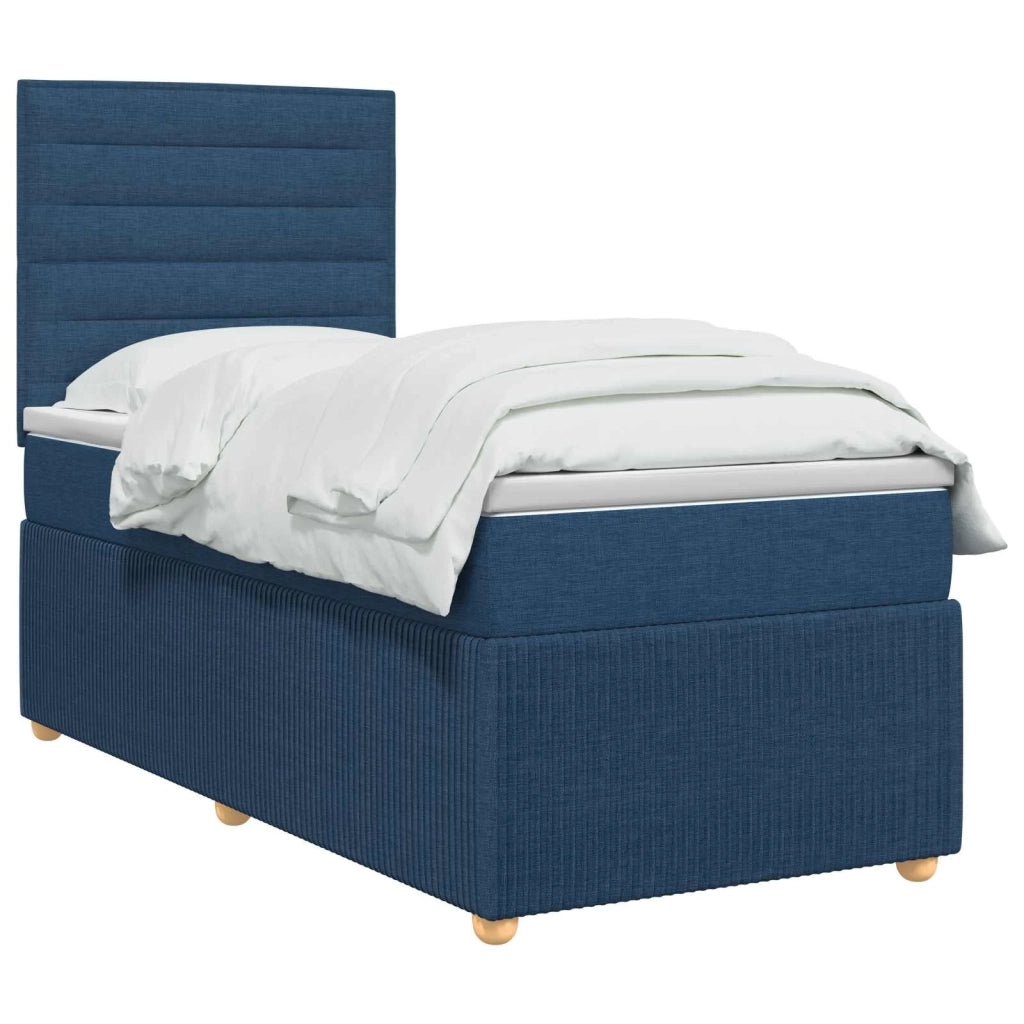 Letto Box Spring LED con Materasso Blu 90 x 190 cm Tessuto 3455747
