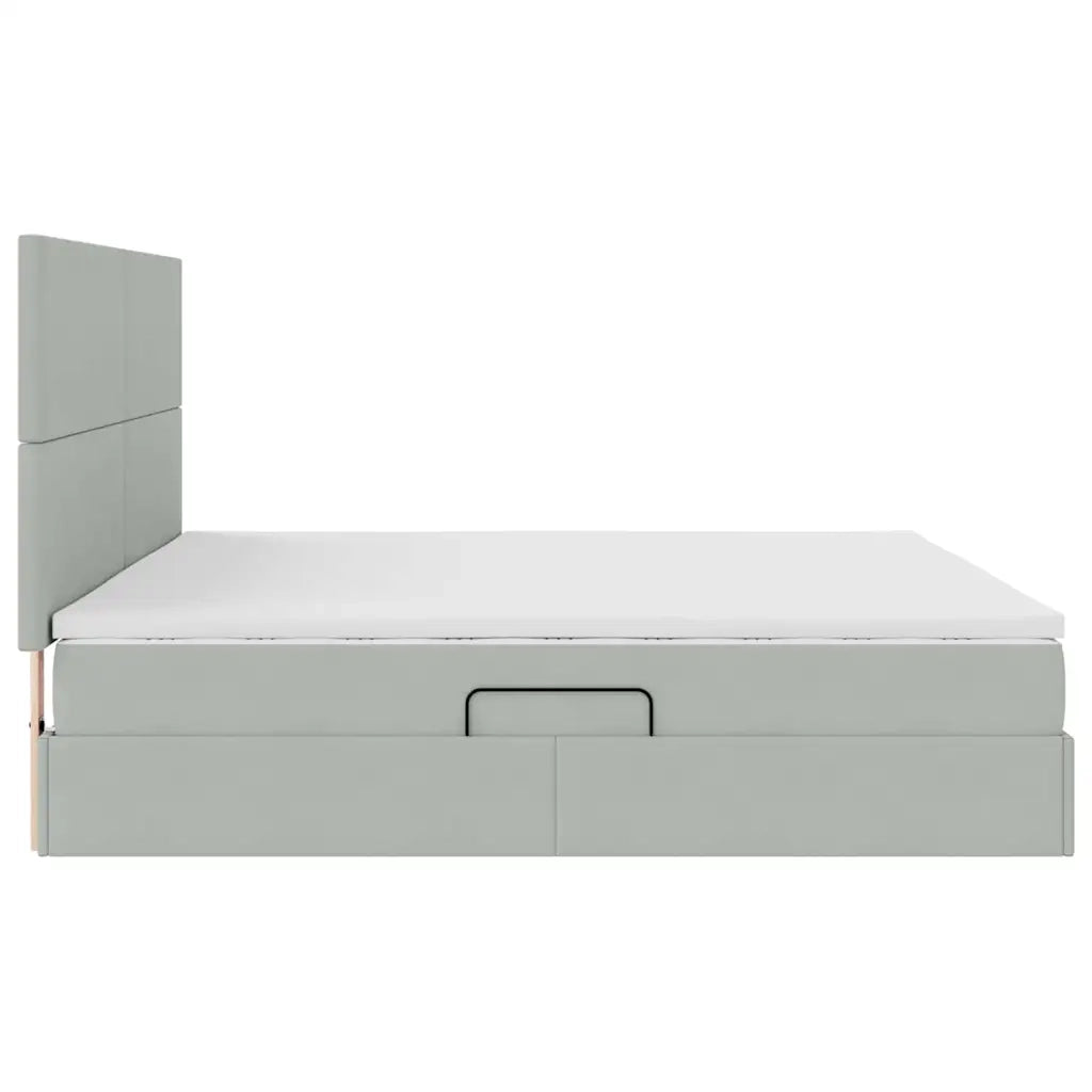 Letto con contenitore e materasso Grigio chiaro 200 x 200 cm 3371991
