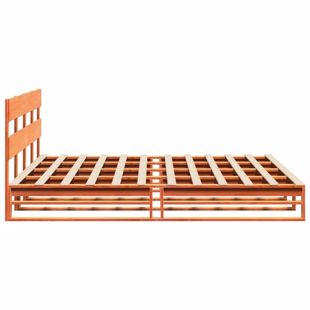 Letto senza Materasso Marrone Cera 200x200 cm in Legno di Pino