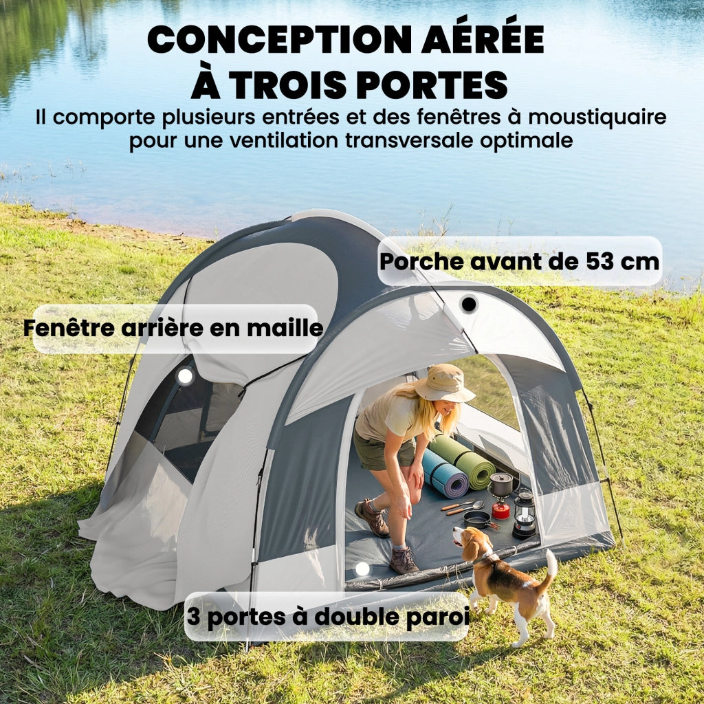 Tenda da Campeggio 2-4 Persone ¨C Xylo ¨C Impermeabile con 3 Porte, Compatibile SUV, Blu Scuro