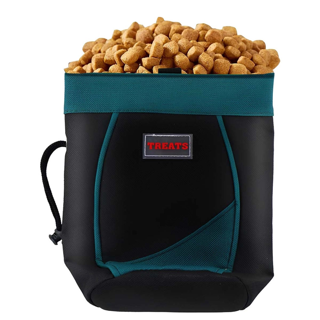Porta snack per animali con cordino e clip di fissaggio Nero / Blu Inny