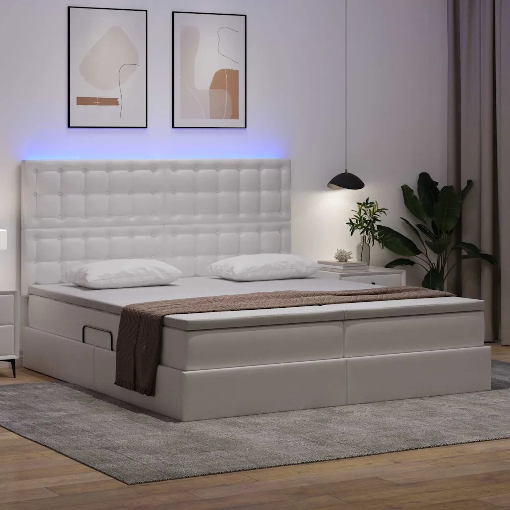 Letto con contenitore e LED Bianco Puro 180 x 200 cm