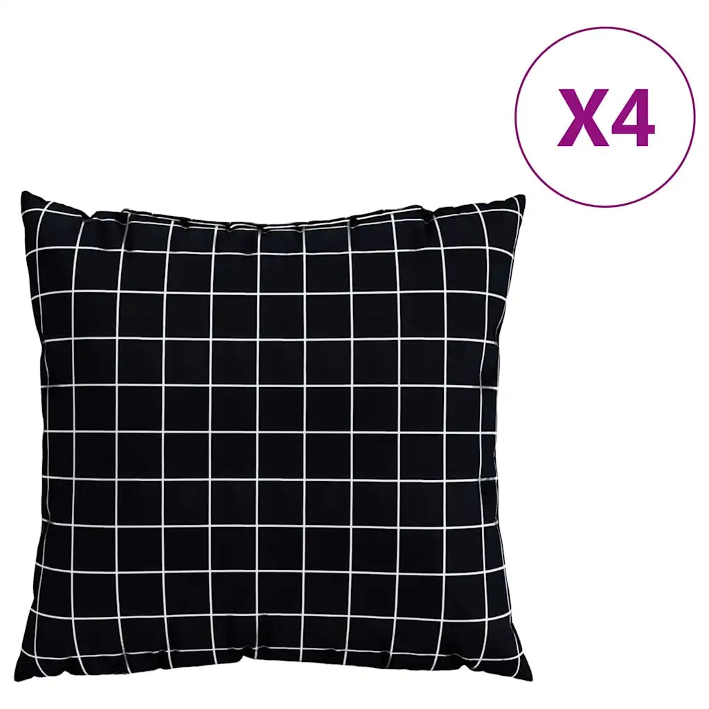 Cuscini Scatter a scacchi 4 pcs Quadro Nero 50 x 50 cm 360397