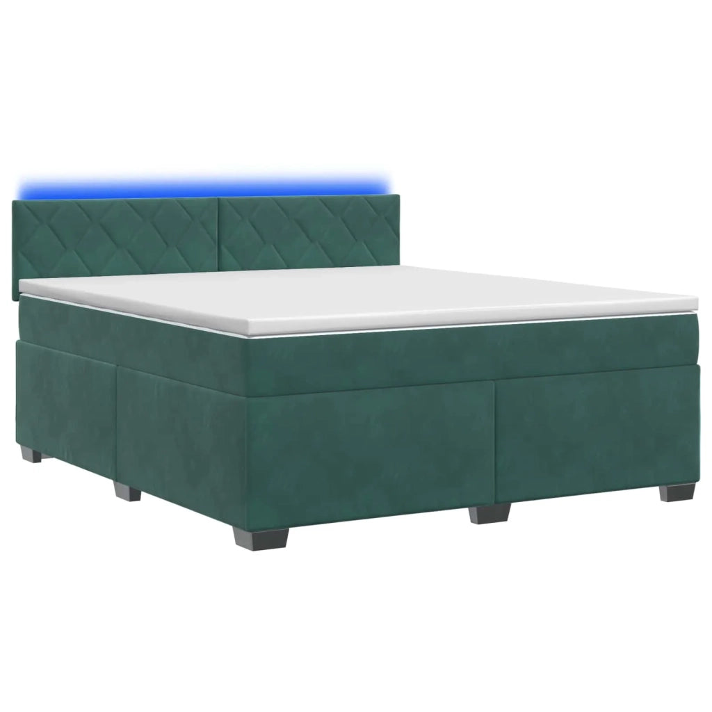 Letto con Box Spring, Materasso e LED Verde Scuro 140 x 200 cm 3452201