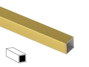 PROFILO TUBO QUADRO MT.1 ALLUMINIO ORO- - mm.10x10 - 5 pezzi