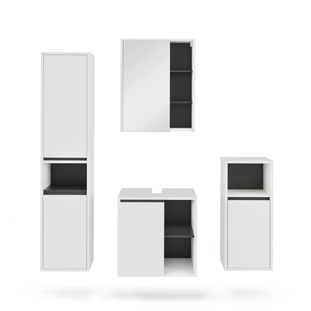 Vicco Set di mobili da bagno Bianco/Grigio 4 parti