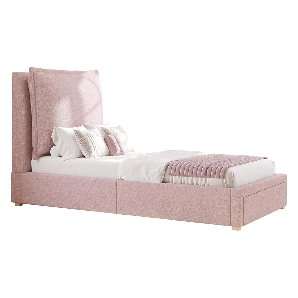 Letto imbottito 90x200cm - Xylo - testiera chenille rosa
