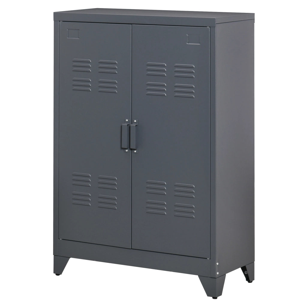 Armadio a 2 Ante in Stile Industriale ¨C zephmum ¨C Grigio, 75x33x110 cm