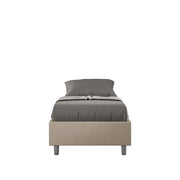 BS COM Letto singolo contenitore imbottito 80x190 similpelle tortora