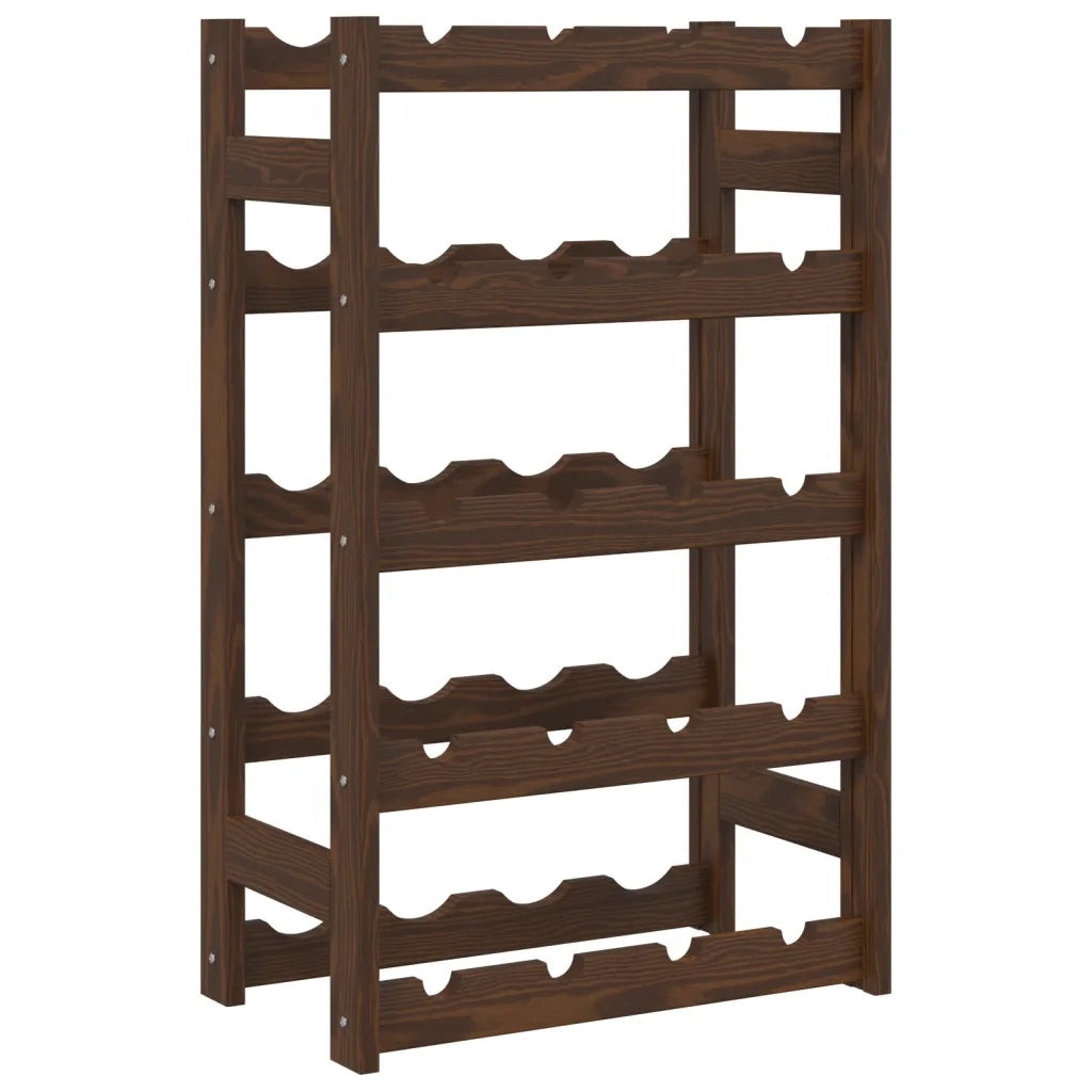 Portabottiglie per 20 Bottiglie Marrone Legno Massello di Pino 373390