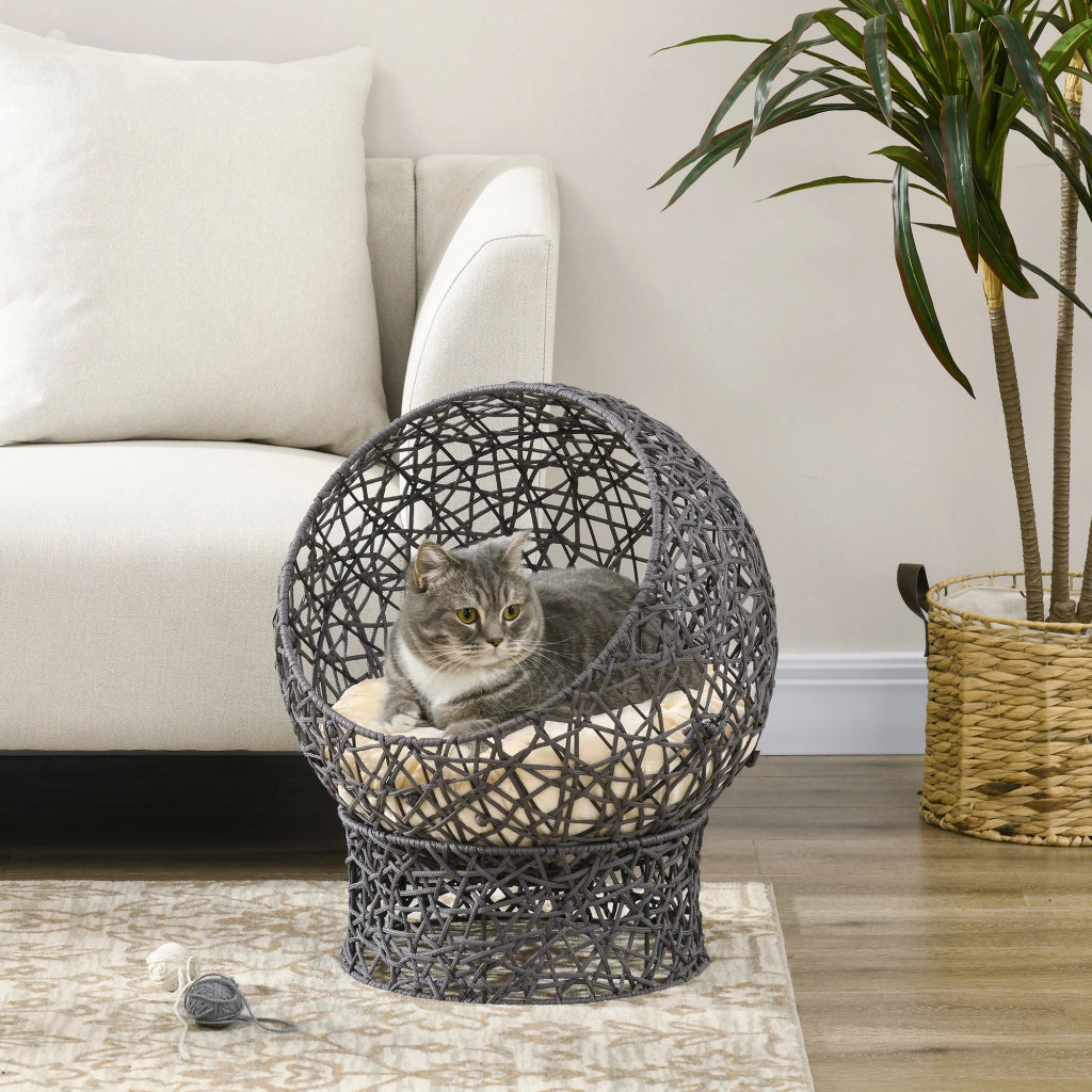Cuccia per gatti con cuscino ¨C Xylo ¨C 50x50x60 cm, crema e marrone