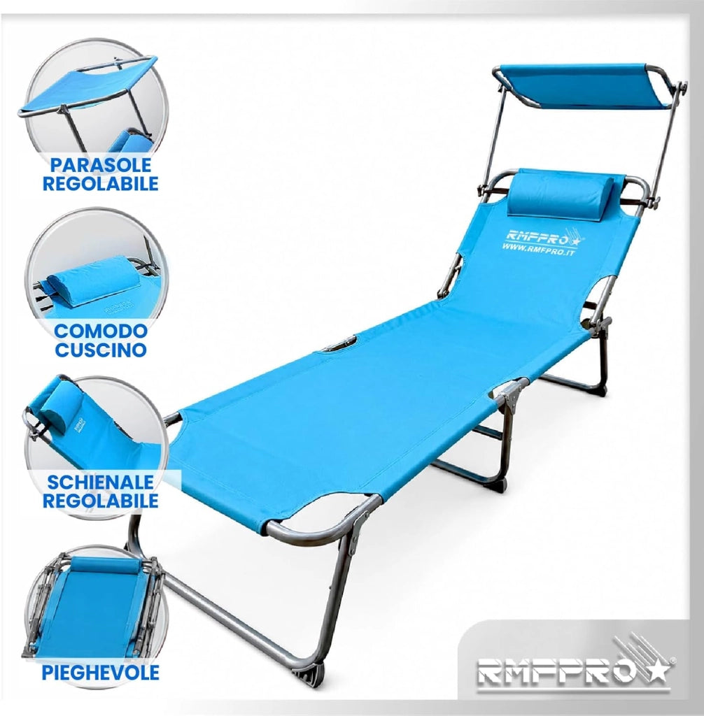 RMF PRO SET 2 LETTINI PIEGHEVOLE CON PARASOLE BLU