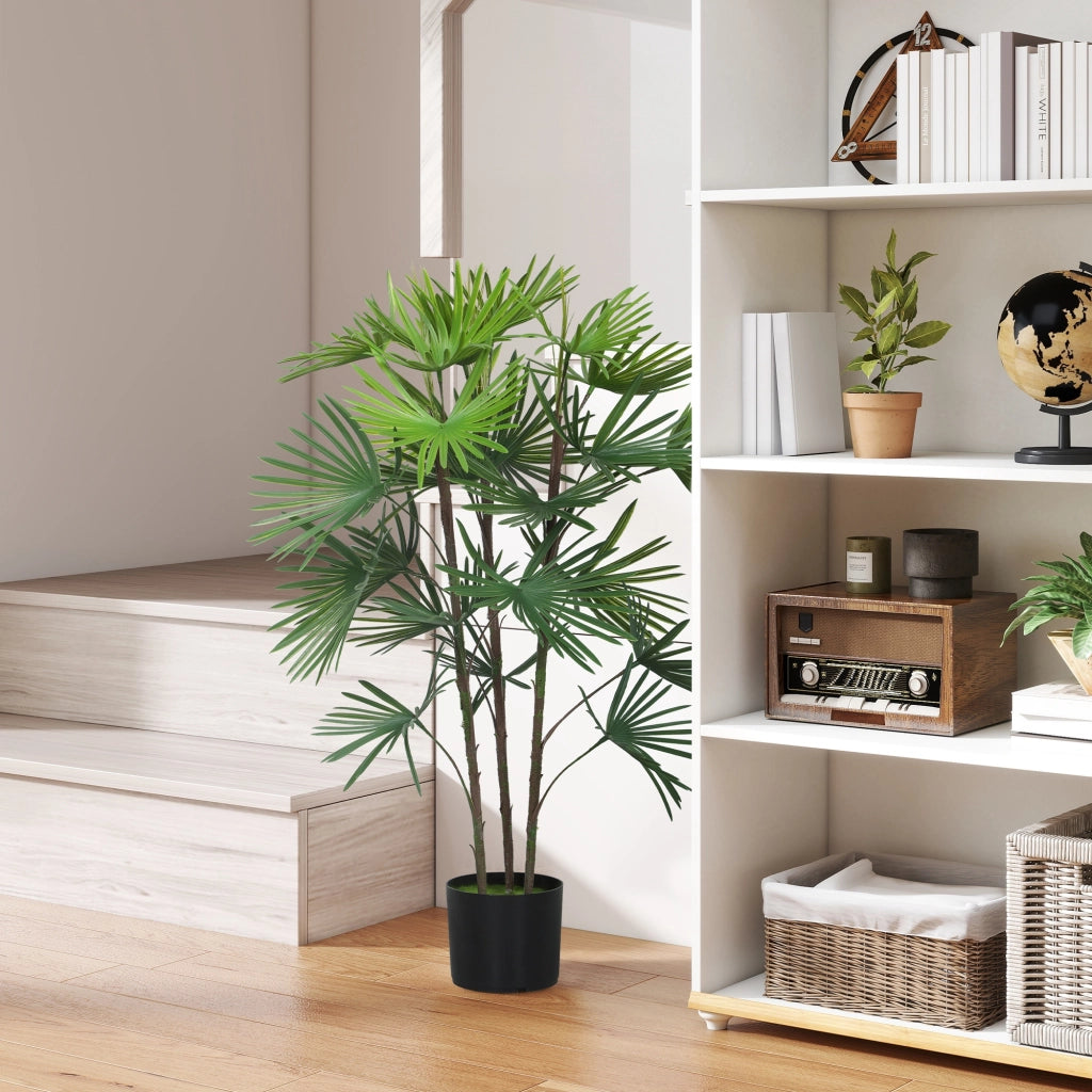 Palma Artificiale 90 cm ¨C Xylo ¨C 24 Foglie Verde Plastica con Vaso