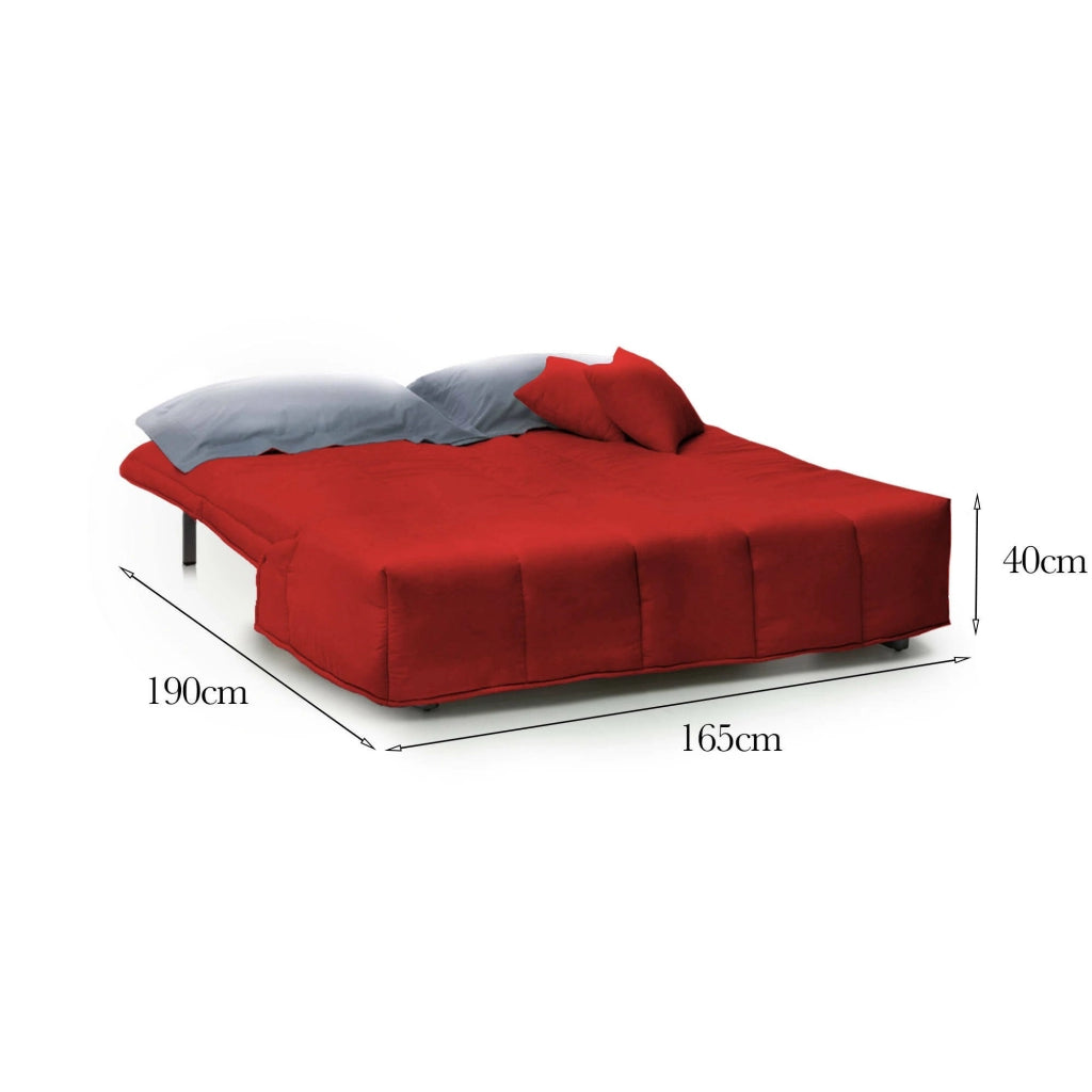 Divano Letto Antal, Divano a 3 posti, Made in Italy, Sofà\  Soggiorno con apertura a carrello con apertura a carrello, in tessuto imbottito, con cuscini inclusi, cm 165x90h85, colore Rosso