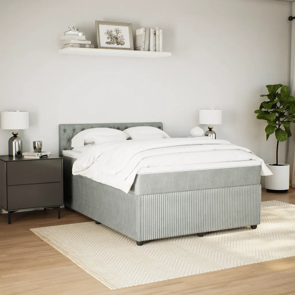 Giroletto a Molle con Materasso Grigio Chiaro 140x200cm Velluto
