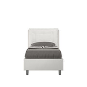 BS COM Letto singolo con rete imbottito 80x190 similpelle bianco