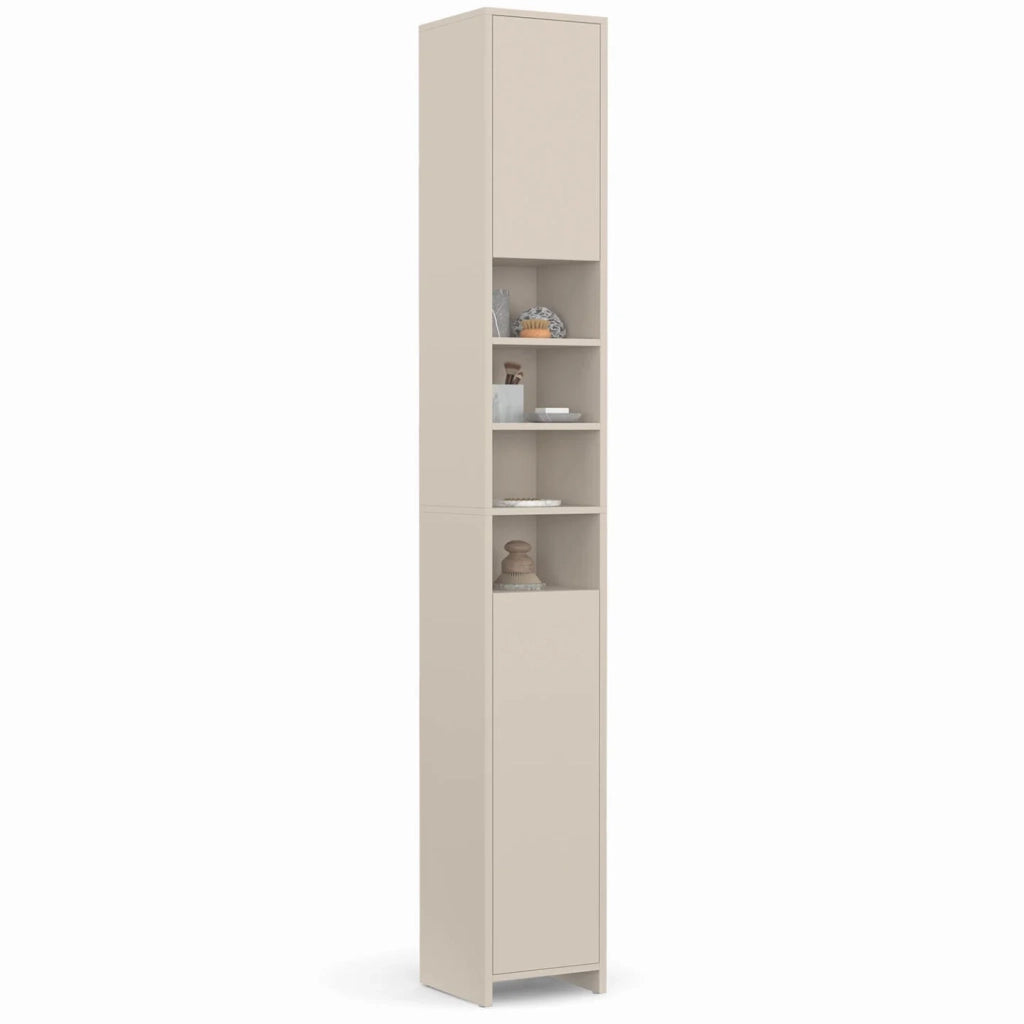 IDMarket - Mobiletto TOMI a 2 ante con 4 nicchie beige