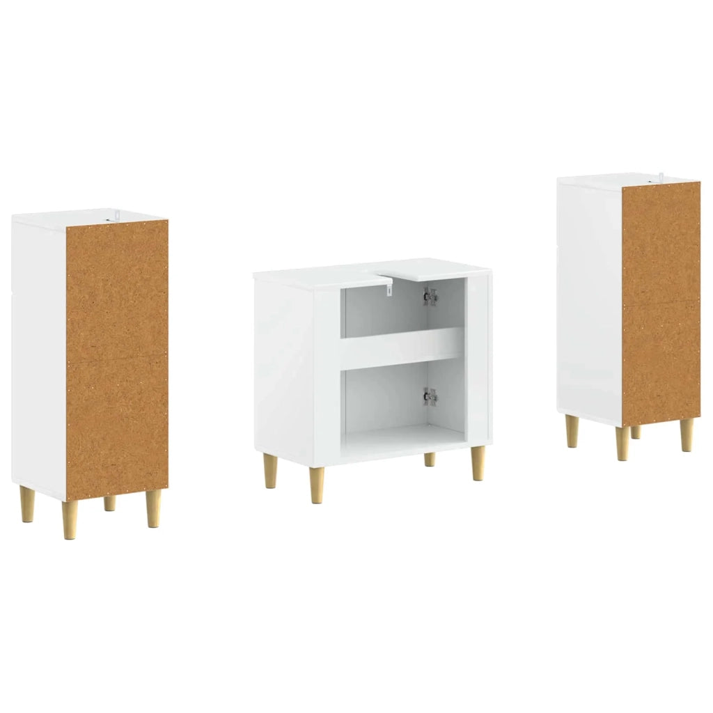 Set di Armadi da Bagno da 2 Pezzi ARNHEM Bianco Lucido 3418012