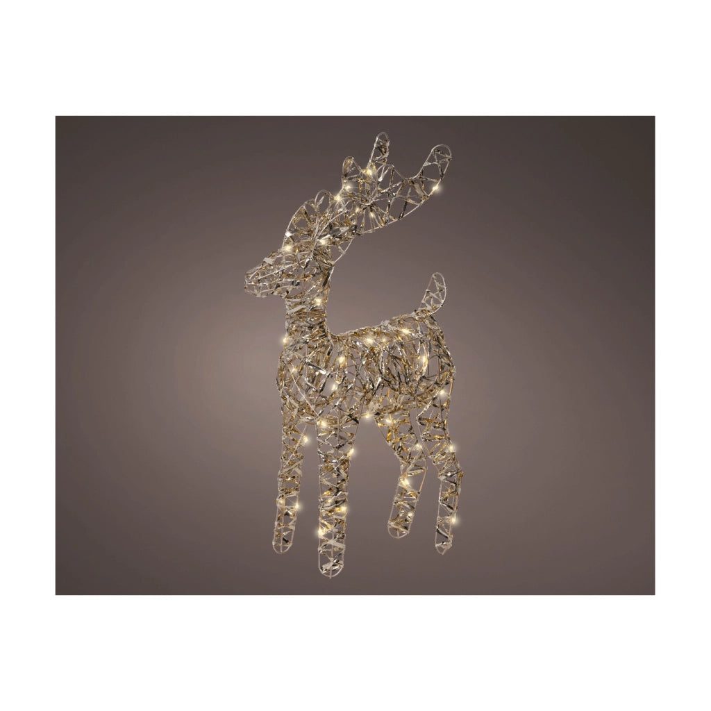 Renna Met Oro c/Luci LED bianco caldo 9x25x37cm