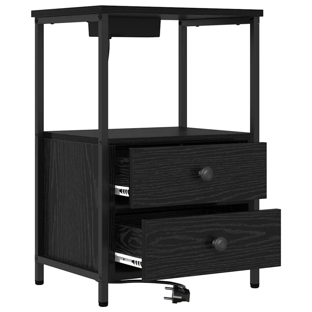 Armadio da Notte Rovere Nero 40 x 31 x 60 cm Legno multistrato 859440