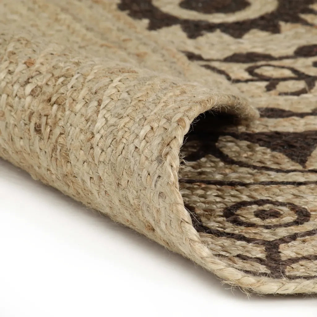 Tappeto del soggiorno | Tappeto Lavorato a Mano in Juta con Stampa Marrone Scuro 90 cm