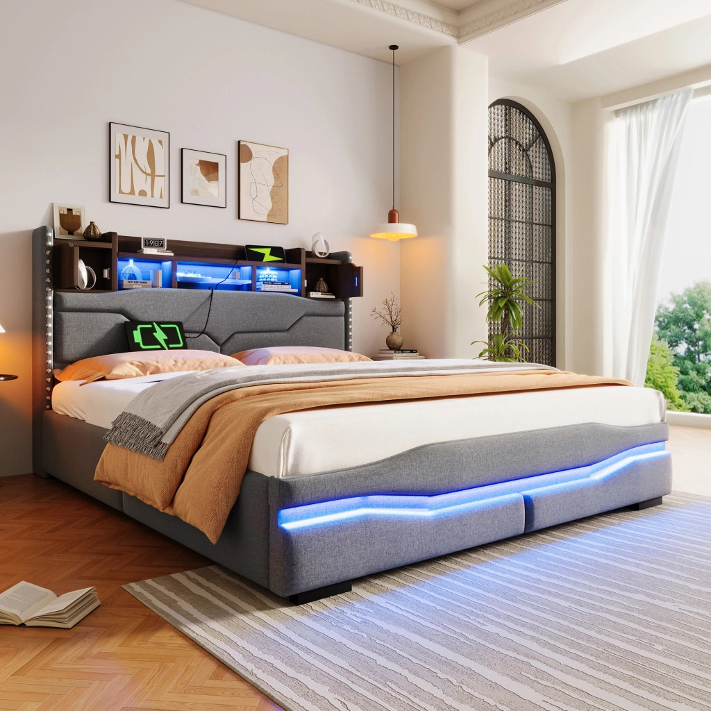 letto imbottito lino grigio 160x200 cm