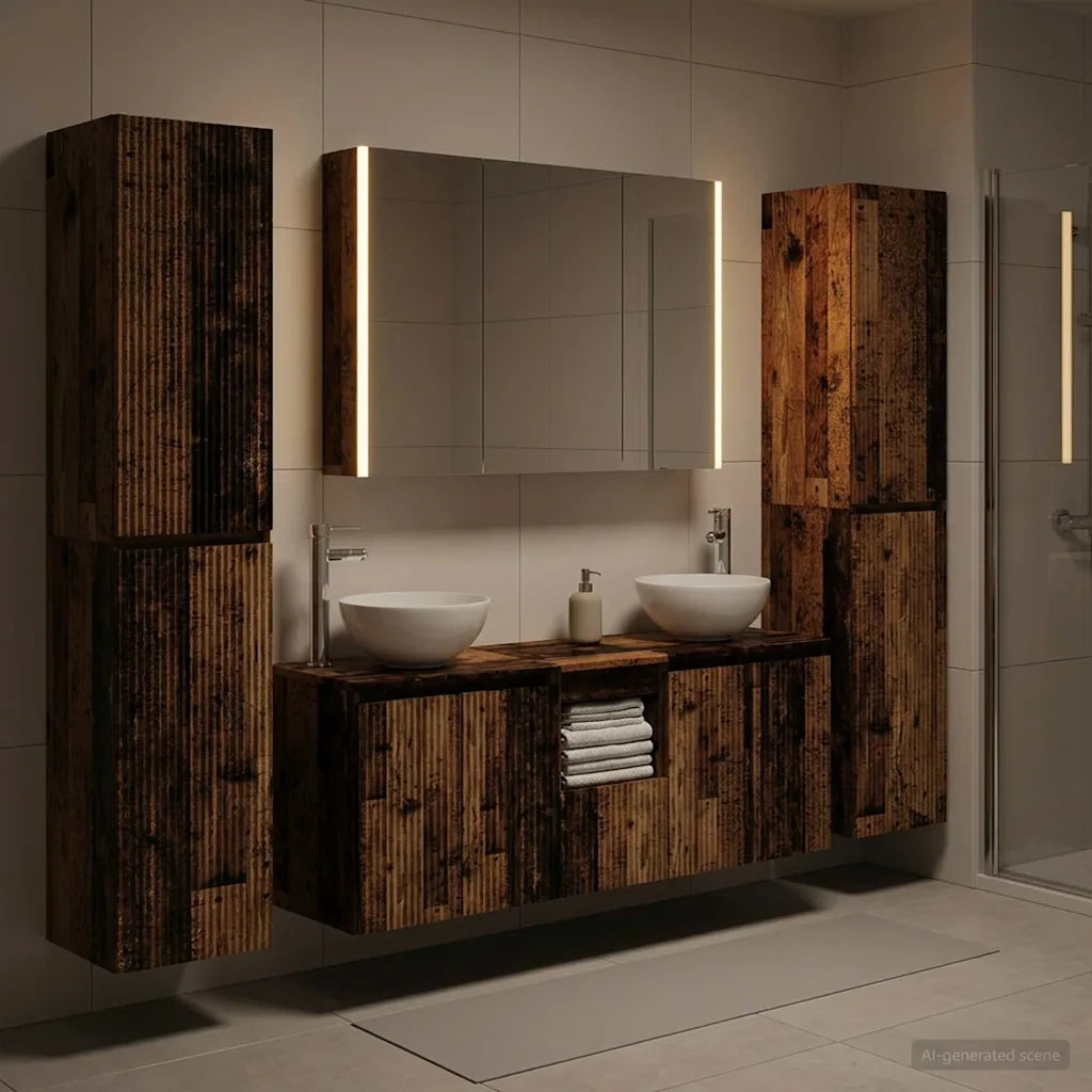 Set di mobili per il bagno 6 pz Legno antico 3407221