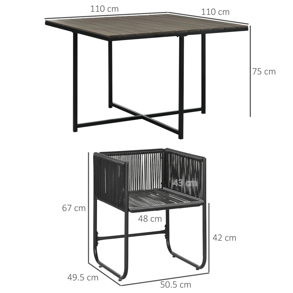 Set Giardino 5 Pezzi ¨C zephmum ¨C Polyrattan Grigio Nero