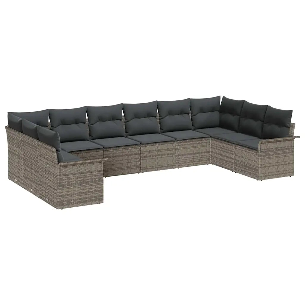 Set Divano da Giardino 10 pcs Grigio polyrattan