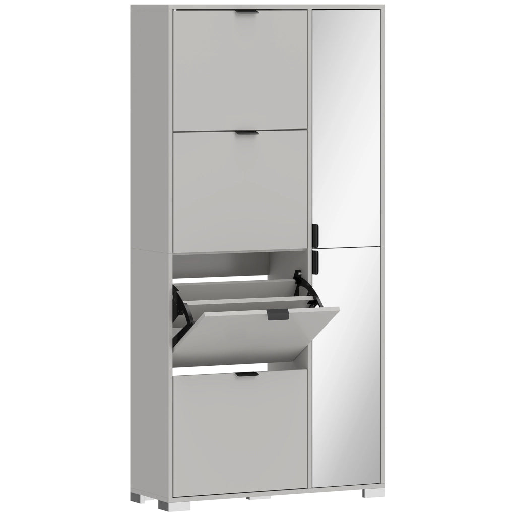 Scarpiera con Specchio e 4 Cassetti ¨C Zephmum ¨C Grigio