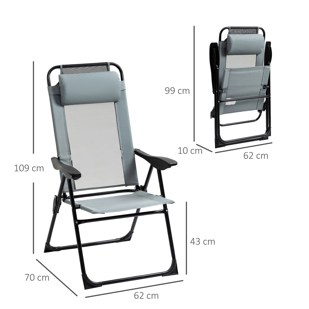 Sedia da giardino pieghevole con braccioli e schienale regolabile ¨C Minimal ¨C Grigio