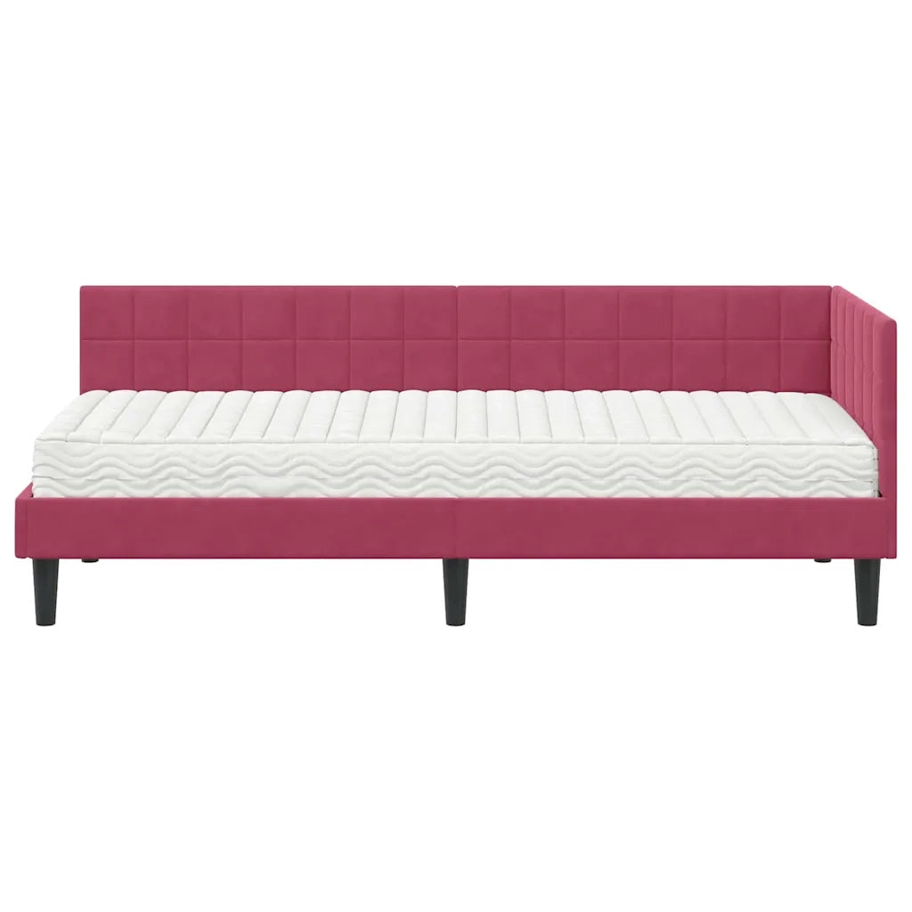 Struttura Letto Angolare con Materasso 2 pz-Giroletto con materasso Verde Velluto 263086