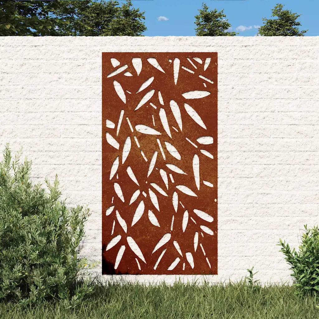 Decorazione Muro Giardino 105x55 cm Foglie Bamb¨´ Acciaio Corten CFW1886242